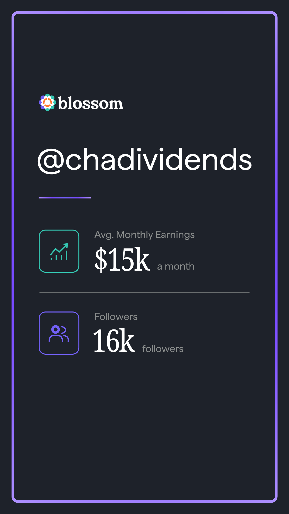 Blossom creator stats